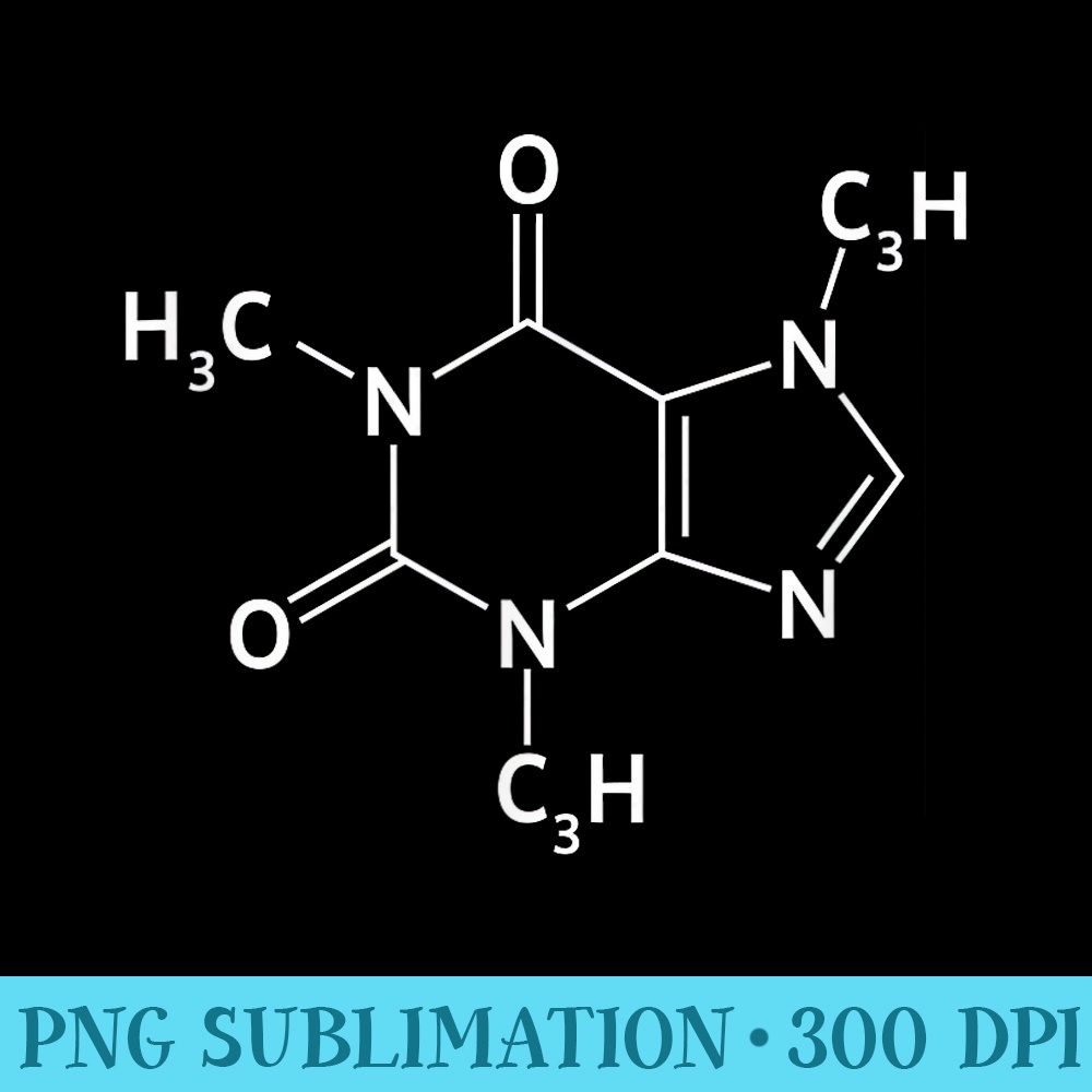 Molecular Structure of Caffeine Chemistry for Coffee Lovers - Transparent PNG Mockup - Bring Your Designs to Life