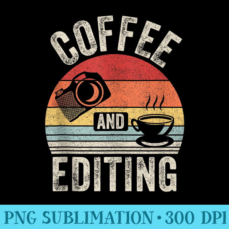 Vintage Retro Coffee And Editing Photographer Photography - PNG Image File Download - Premium Quality PNG Artwork