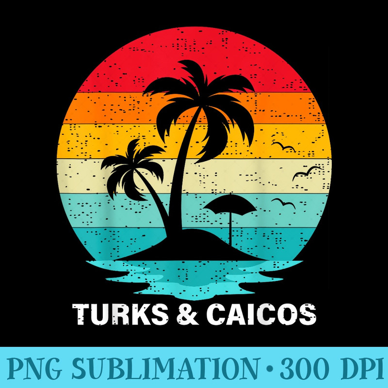 Vintage Beach Sunset Summer Vacation Turks Caicos - Trendy PNG Designs - Premium Quality PNG Artwork