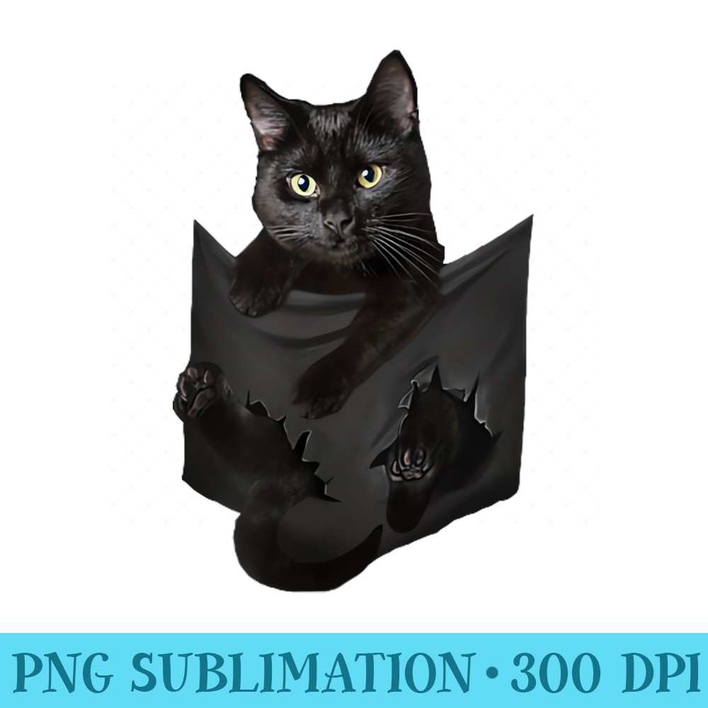 Cat Lovers Black cat In Pocket Funny Kitten Face - PNG Download - Perfect for Personalization