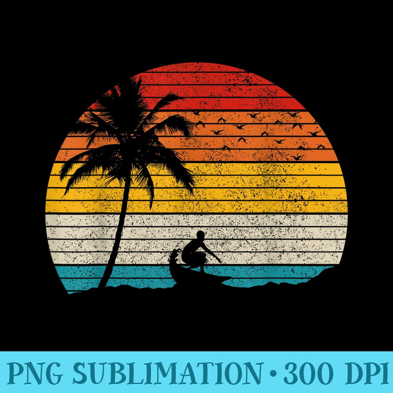 Vintage Surfer Retro Surfing Beach Surf - Unique PNG Artwork - Quick And Seamless Download Process