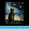 Vincent Van Gogh Starry Night Cat Funny Black Cat Lover Crew - PNG Download - Perfect for Personalization