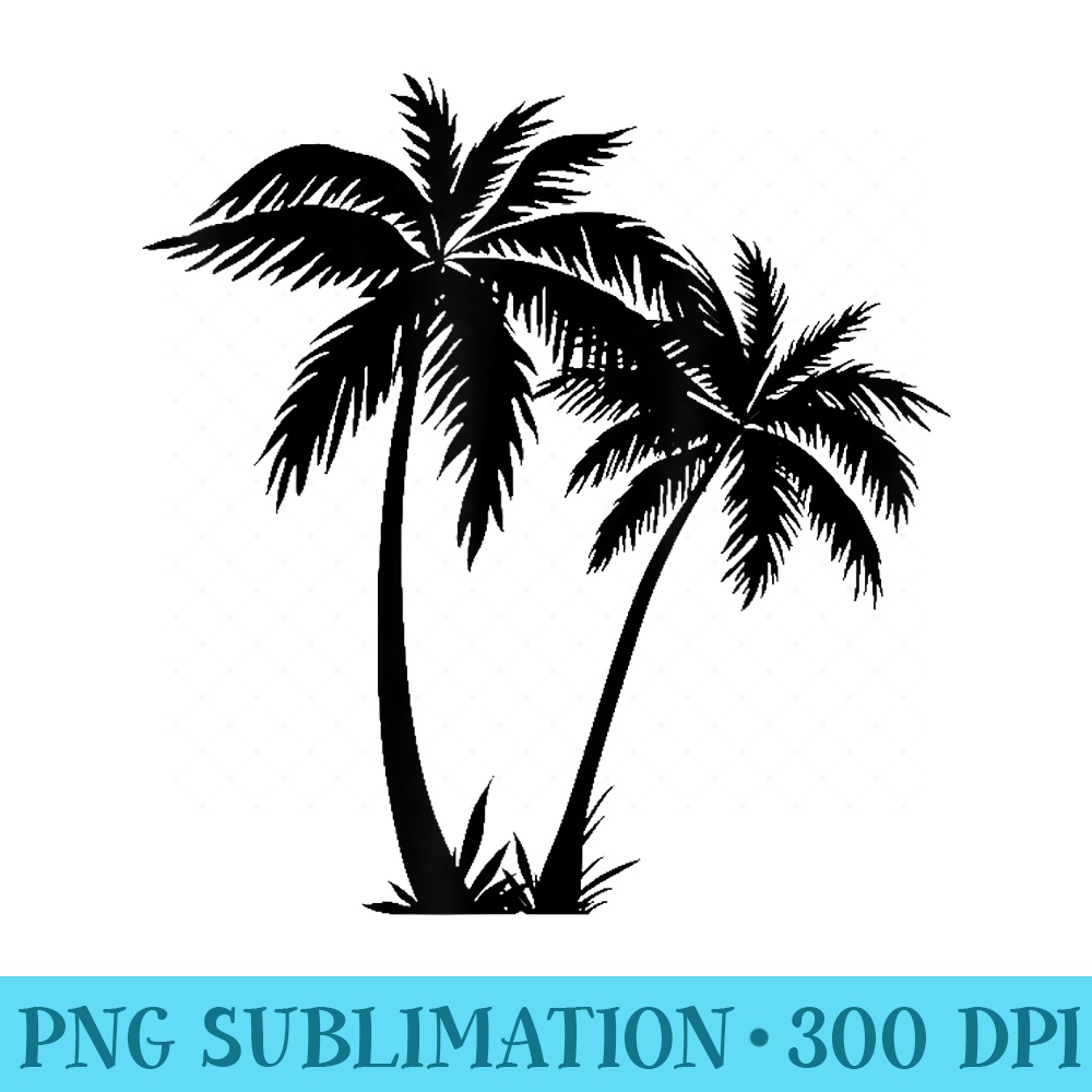Black White Palm Trees Summer Sun Beach T Women Men - Trendy PNG Designs - Quick And Seamless Download Process
