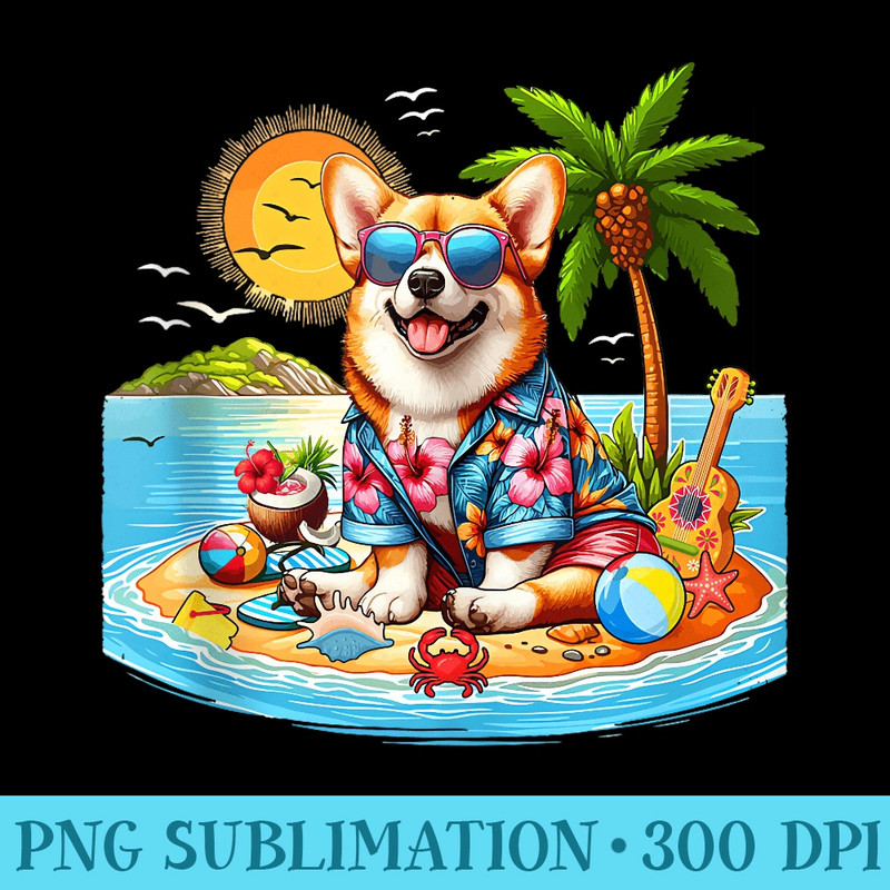 Corgi Sunglasses On Beach Summer Vacation Traveling - Unique Sublimation patterns - Unlock Vibrant Sublimation Designs