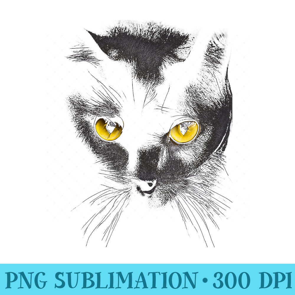 Black Cat Yellow Eyes Graphic s  Girls - Digital PNG Artwork - Perfect for Creative Projects