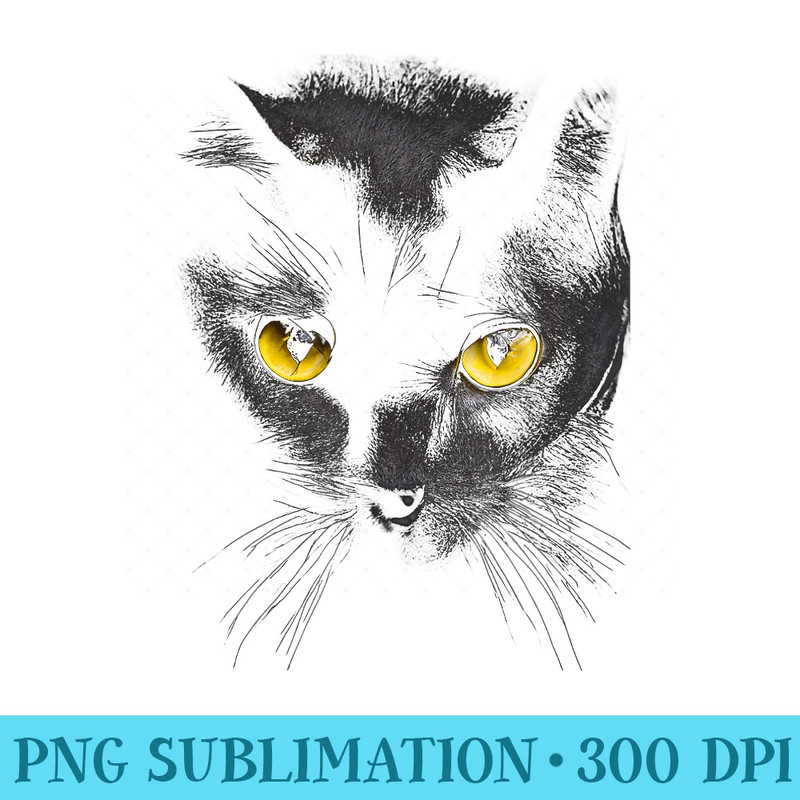 Black Cat Yellow Eyes Graphic s  Girls - Digital PNG Artwork - Perfect for Creative Projects