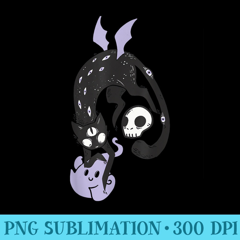 Kawaii Black Cat Art, Pastel Goth Designs - PNG design assets - Unique And Exclusive Designs