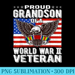 proud grandson of a world war 2 veteran patriotic ww2 - transparent shirt design