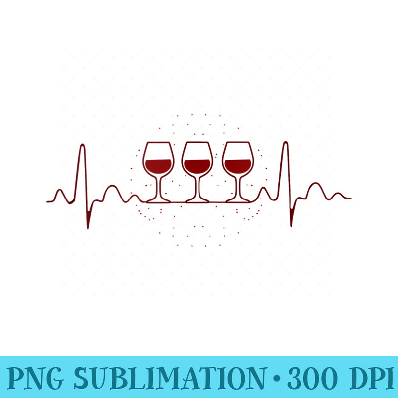 Wine Glass Heartbeat Wine Drinker Love Wine - PNG Download Illustration - Premium Quality PNG Artwork