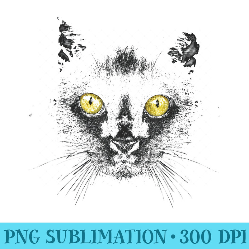 Black Cat Face Yellow Eyes Kitty Kitten Cat - PNG Design Files - Instantly Transform Your Sublimation Projects