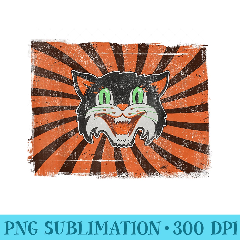Vintage Halloween Black Cat Lover Funny Retro - High Quality PNG files - Transform Your Sublimation Creations