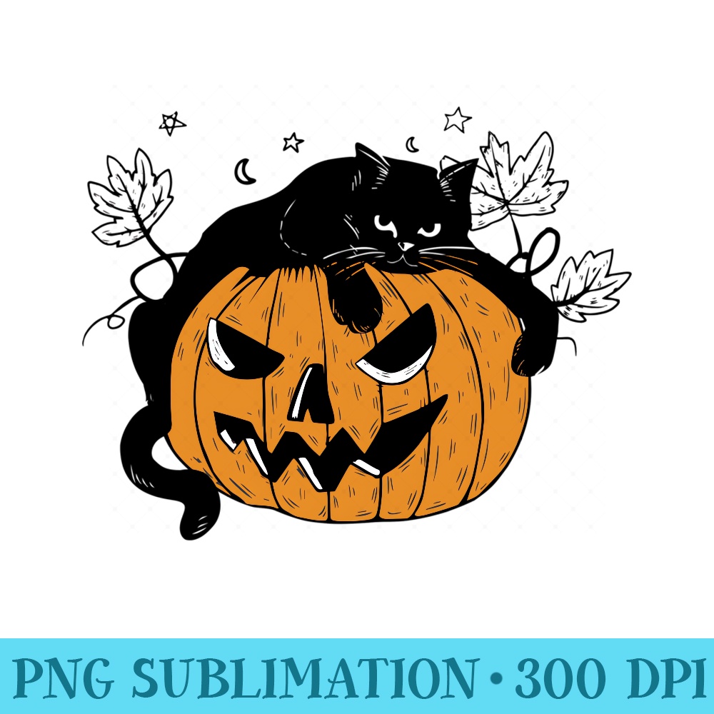 Women Black Cat on Pumpkin Halloween Cute Sweatshirt - PNG Design Files - Stunning Sublimation Graphics