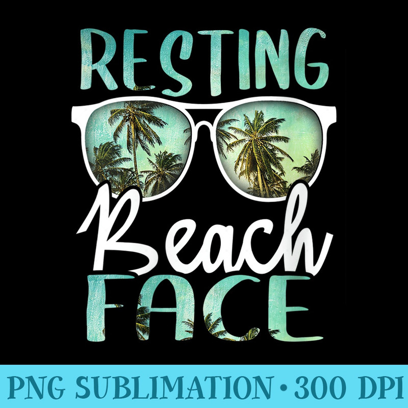 Womens Resting Beach Face Vintage Retro Funny Beach Vacation - PNG design assets - Quick And Seamless Download Process