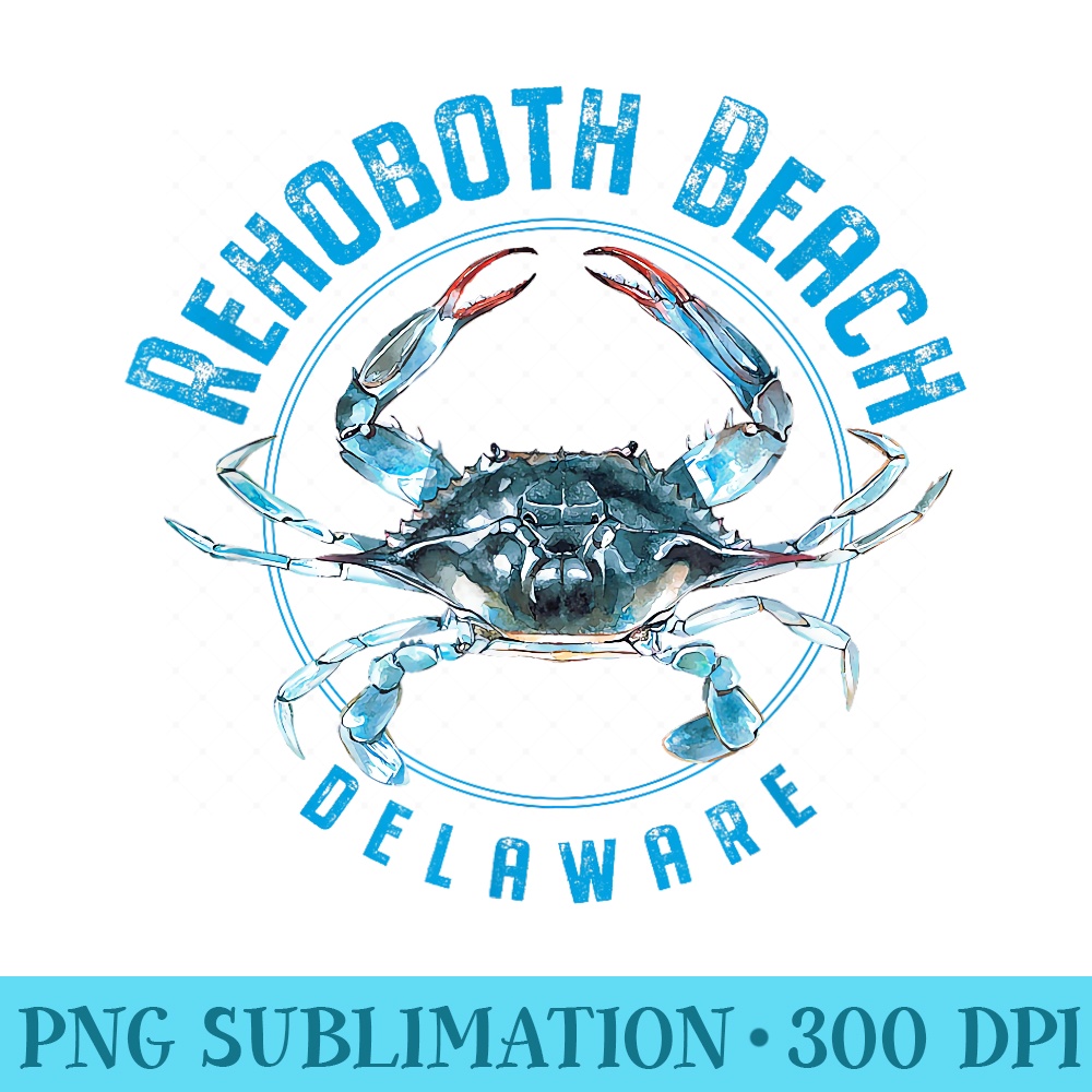 Rehoboth Beach Delaware Blue Crab Design - PNG Art Files - Create with Confidence