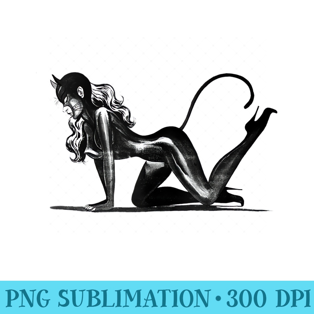 Sexy Catsuit Latex Black Cat Cosplay Pin Up Girl - High Quality PNG Files - Stunning Sublimation Graphics
