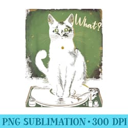 black cat sitting on vinyl record player women, men - high resolution png designs