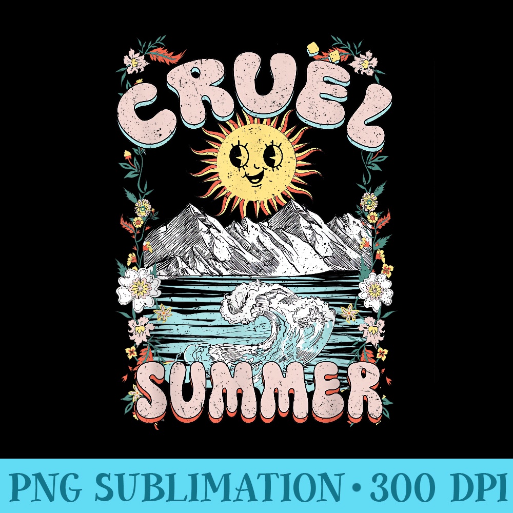 Cruel Vibes Summer, Vintage Sunshine Ocean Wave, Beach Lover - Ready To Print PNG Designs - Unique And Exclusive Designs