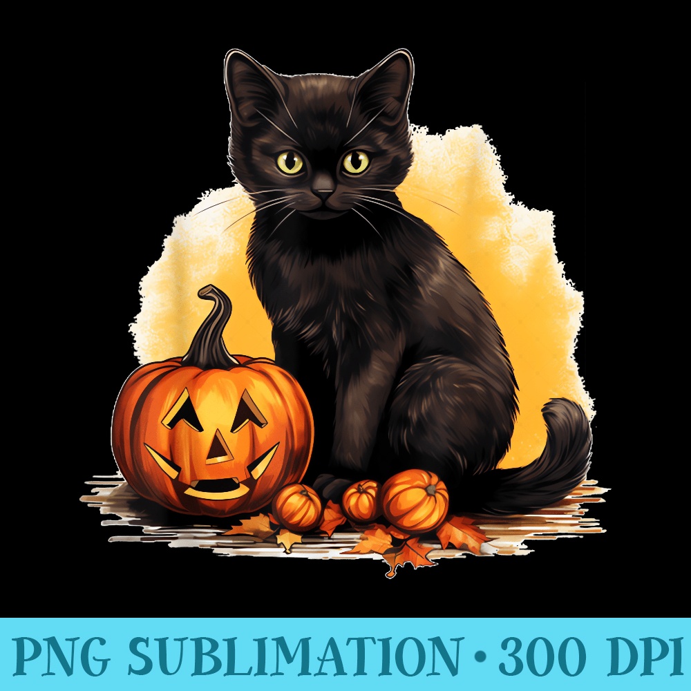 Black Cat Pumpkin Vintage Cats Scary Halloween Cat Mom - Unique Sublimation patterns - Perfect for Sublimation Art