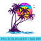 Palm Tree Retro Style Tropical Beach 60s 70s 90s Vintage - Digital PNG Artwork - Perfect for Personalization