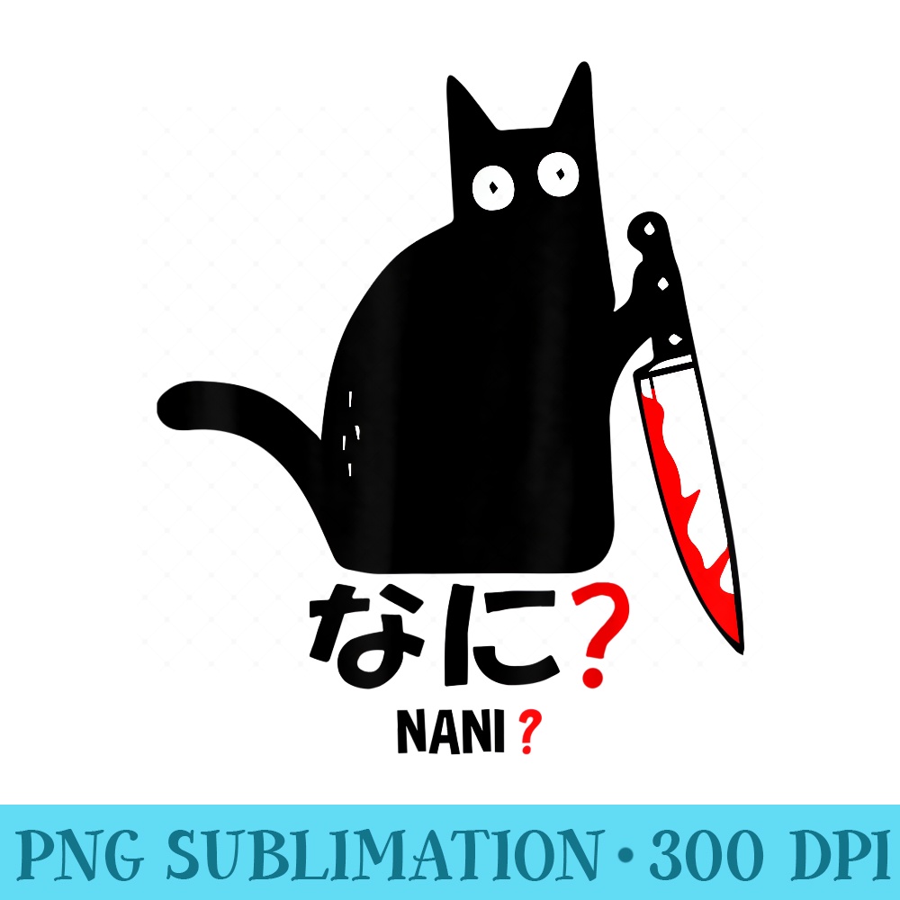 Cat Nani Murderous Black Cat With Knife Halloween - Modern PNG designs - Unlock Vibrant Sublimation Designs
