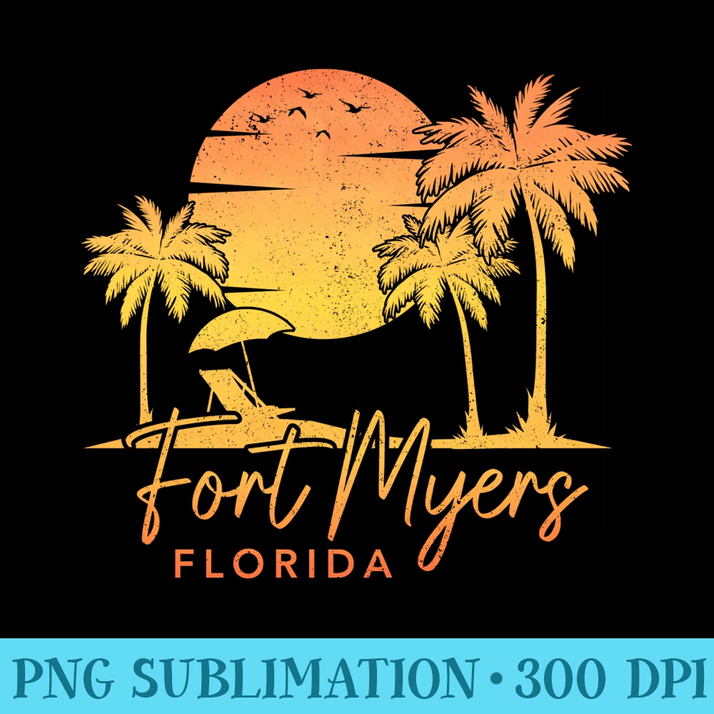 Fort Myers Beach Florida FL Surf Vintage Sunset Surfer Retro Sweatshirt - Digital PNG Downloads - Spice Up Your Sublimation Projects