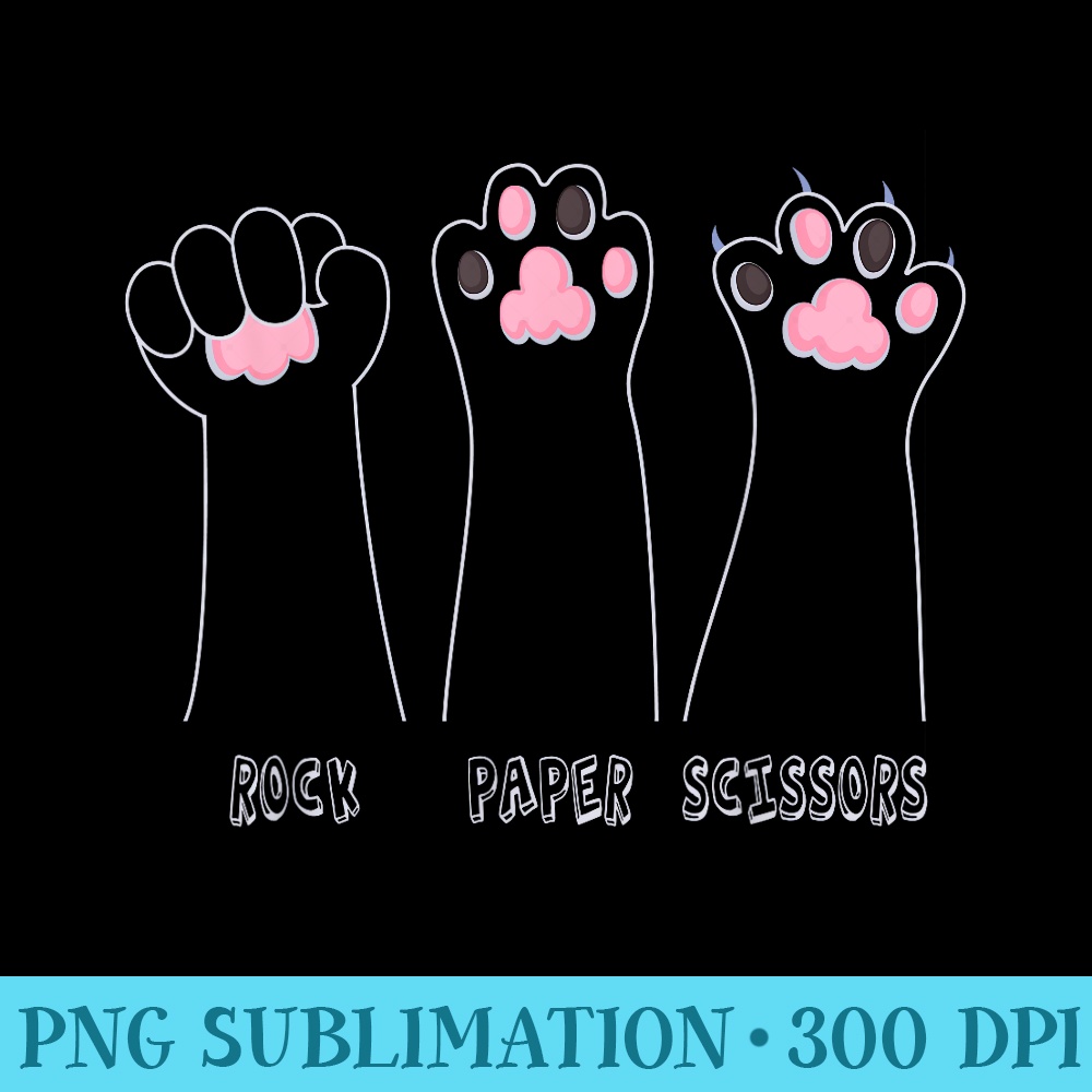 Black Cat Rock Paper Scissors Cat Paw Hand Game Halloween - Unique Sublimation PNG Download - Eco Friendly And Sustainable Digital Products