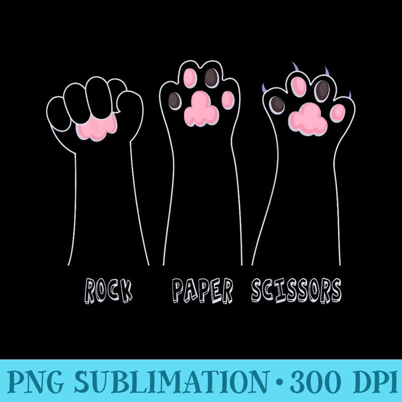 Black Cat Rock Paper Scissors Cat Paw Hand Game Halloween - Unique Sublimation PNG Download - Eco Friendly And Sustainable Digital Products