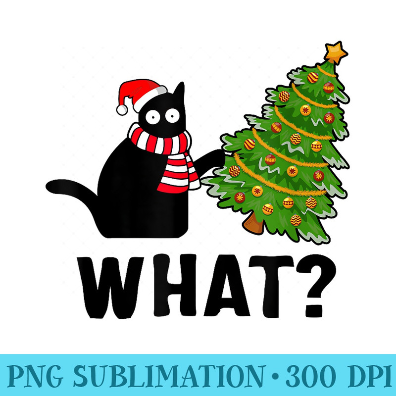 What Christmas Tree Funny Black Cat - PNG Templates - Instant Access To Downloadable Files
