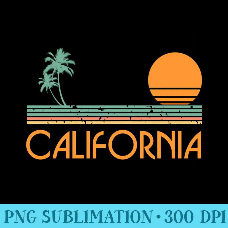 Vintage California Beach - Ready To Print PNG Designs - Quick And Seamless Download Process