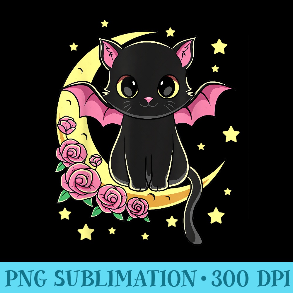 Halloween Scary Black Cat Moon For Girls - PNG Design Files - Unleash Your Inner Rebellion