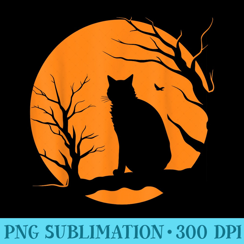 Scary Vintage Halloween Black Cat Retro Moon Cat Mom - PNG Prints - High Resolution And Print-Ready Designs