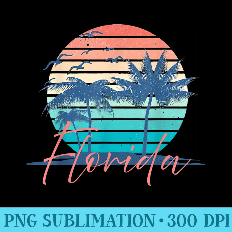 Florida Vintage Summer Vibes Beach Sunset Retro Palm Tree - PNG Design Files - Boost Your Success with this Inspirational PNG Download