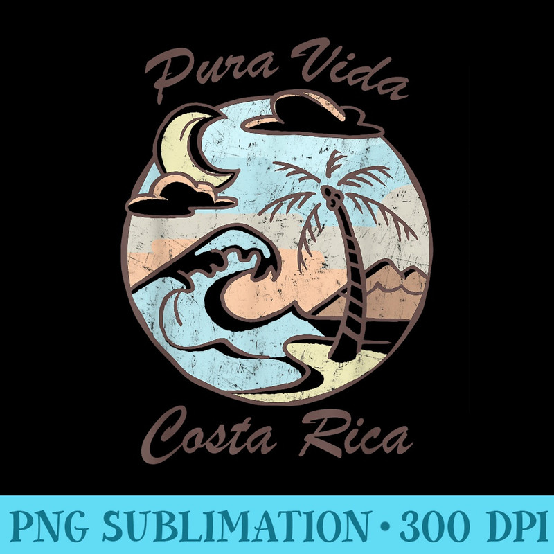Pura Vida Costa Rica T Colorful Tropical Beach - PNG Art Files - Versatile And Customizable Designs