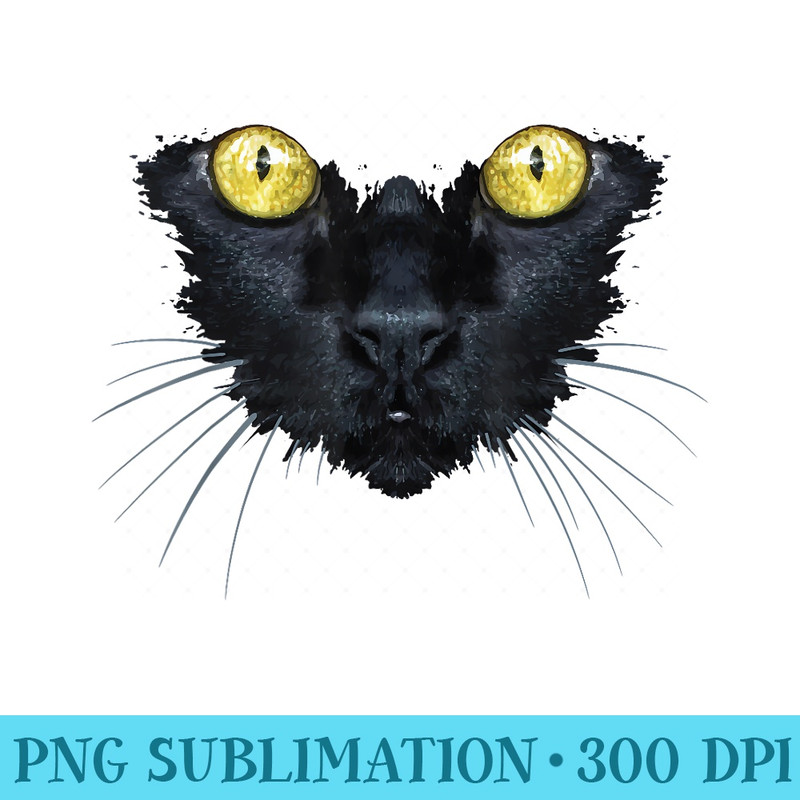 Black Cat Yellow Eyes Kitty Kitten Cat Face - Exclusive PNG designs - Perfect for Personalization