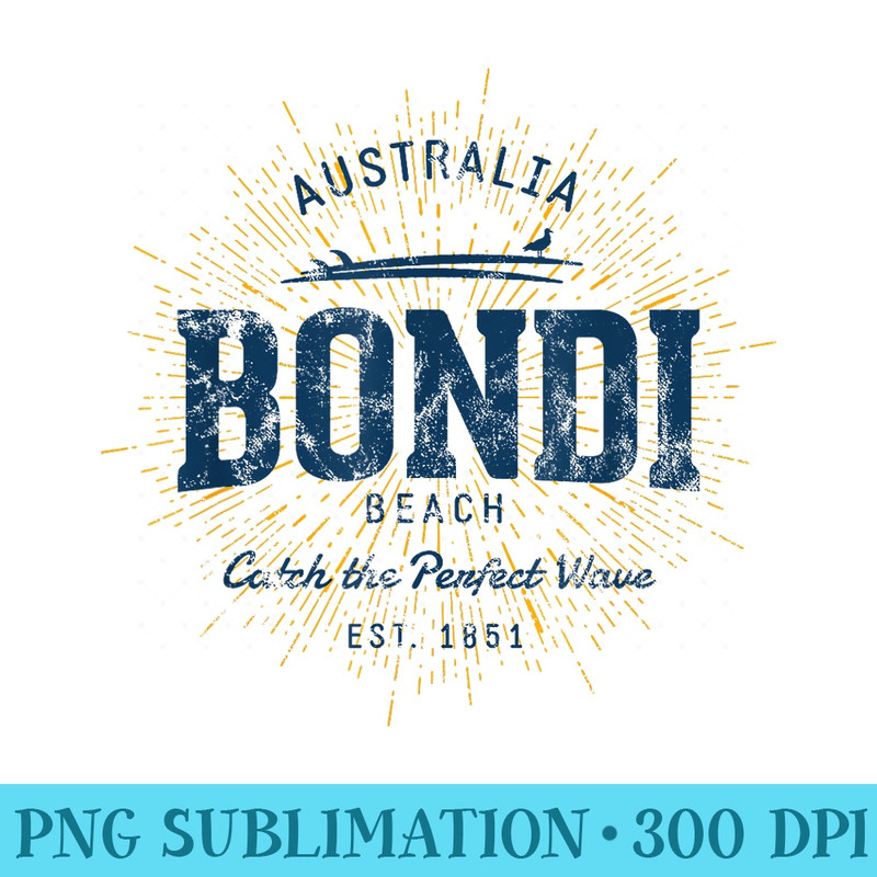 Vintage Retro Style Bondi Beach - Printable PNG Images - Perfect for Sublimation Mastery