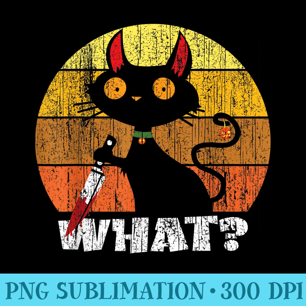 Cat What Funny Meh Cat Lovers Black Cat With Knife - Digital PNG Downloads - Eco Friendly And Sustainable Digital Products