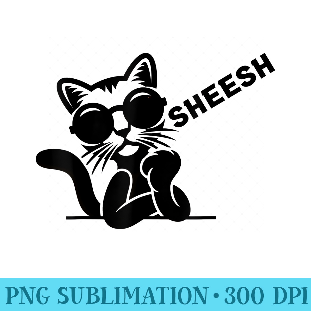sheesh funny black cat sunglass sheesh funny saying sheeesh - PNG Art Files - Bold & Eye-catching