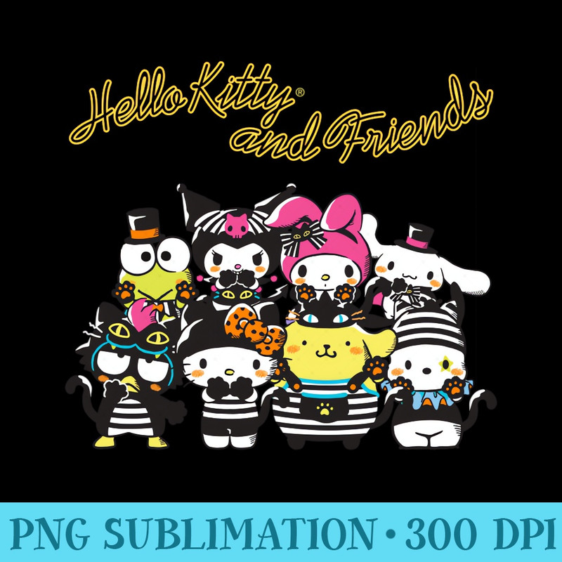 Hello Kitty and Friends Black Cat Halloween - Unique Sublimation patterns - Eco Friendly And Sustainable Digital Products