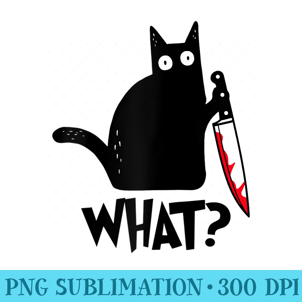 Cat What Funny Black Cat , Murderous Cat With Knife Raglan Baseball - PNG Prints - Unique And Exclusive Designs