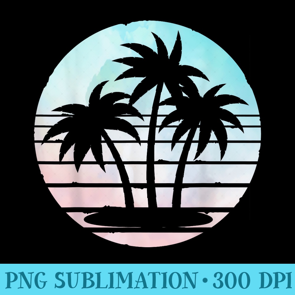 Beach Palm Trees Summer Vibes Retro Tropical Summer - PNG design assets - Unique And Exclusive Designs