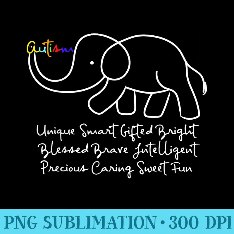 Autism Awareness Day Elephant Animal Autism - Digital PNG Downloads - Perfect for Creative Projects
