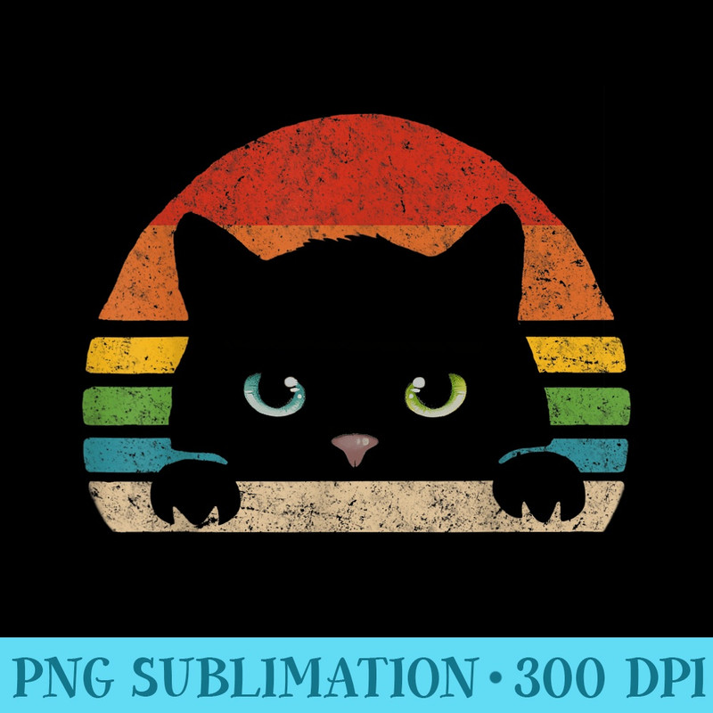 Vintage Black Cat Lover, Retro Style Cats - Shirt Design PNG - Quick And Seamless Download Process