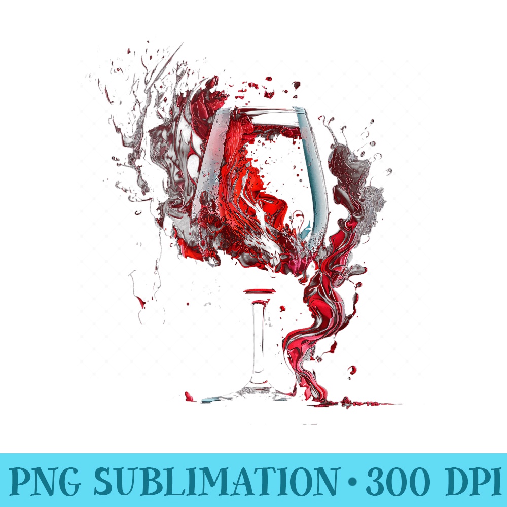 Wine Splash Art Wine Glass Grapes Retro Winegrower Vintner - Trendy PNG Designs - Bring Your Designs to Life