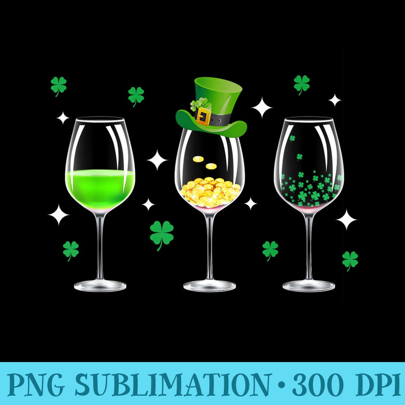 Three Wine Glasses T St Patricks Day Irish Shamrock - Shirt Artwork Download - Defying the Norms