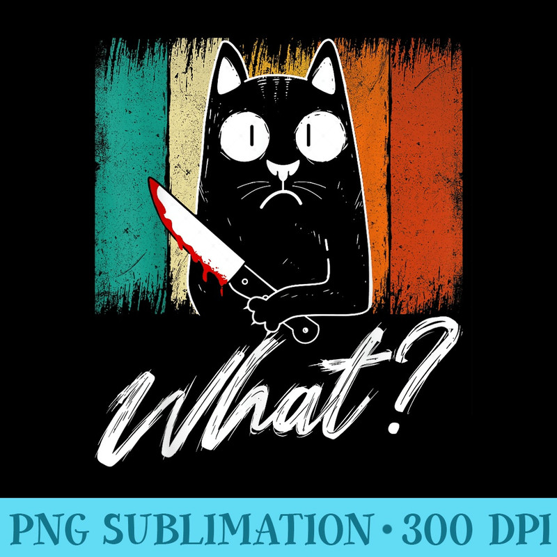 What Retro Vintage Black Cat Halloween Animal Pet Lover - PNG design assets - Transform Your Sublimation Creations