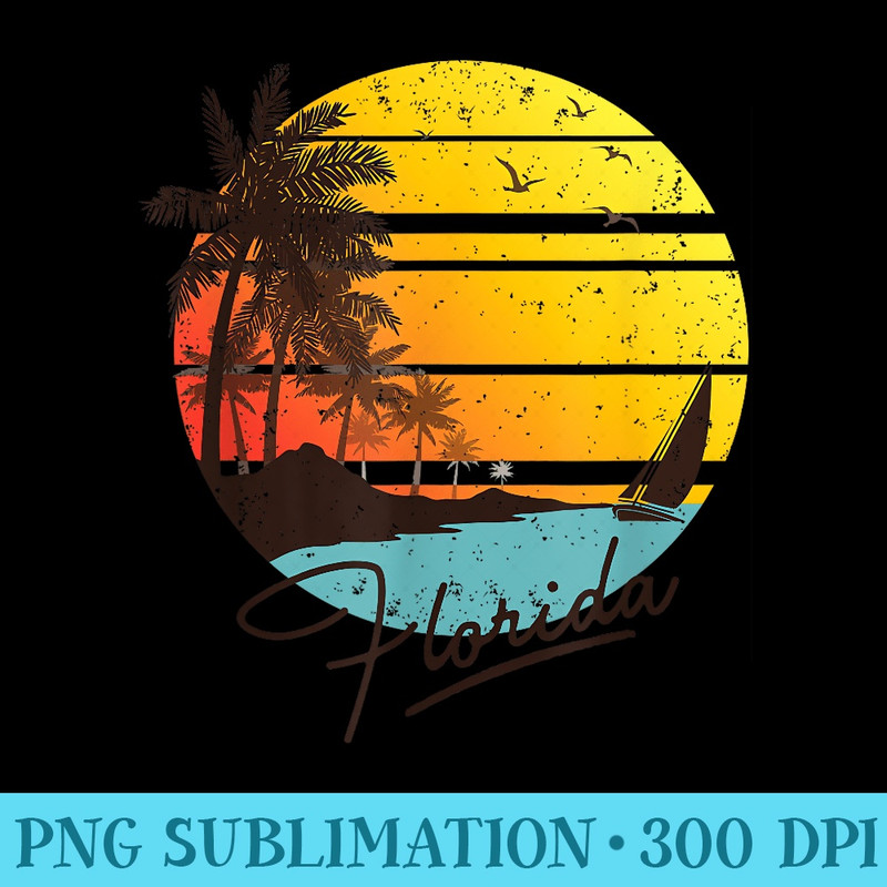 Florida Sunshine State Retro Summer Tropical Beach Tshirt - High Quality PNG Files - Vibrant and Eye-Catching Typography
