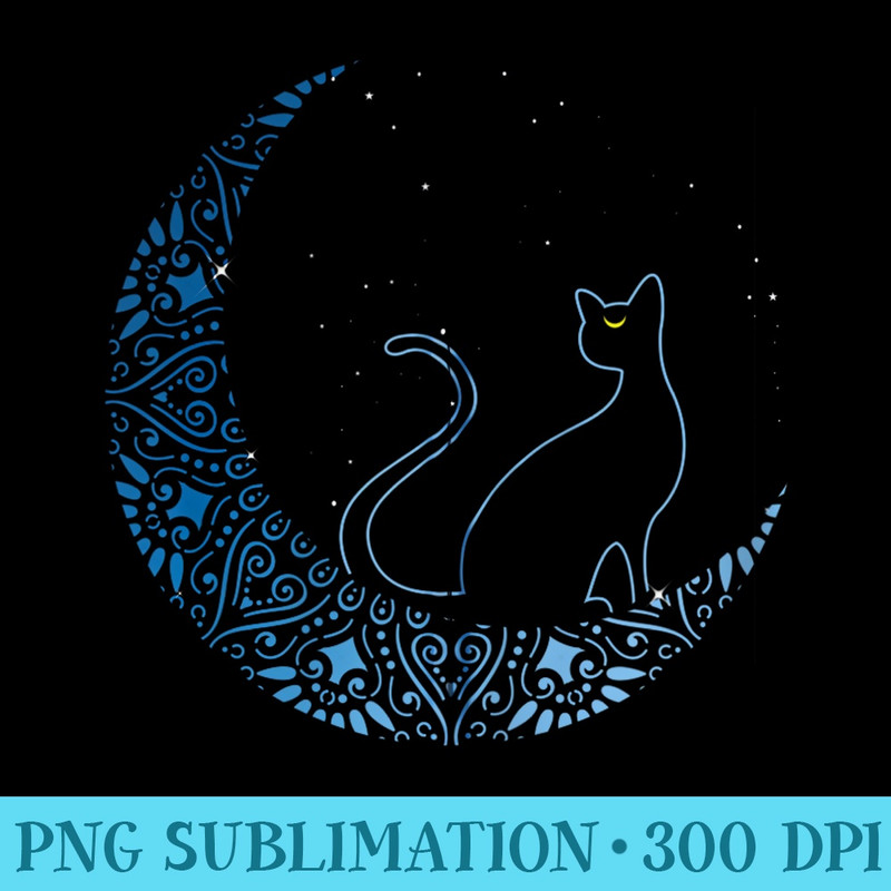 Black Cat Crescent Moon Design Idea For Cat Fans Zip Hoodie - Mug Sublimation PNG - Instantly Transform Your Sublimation Projects