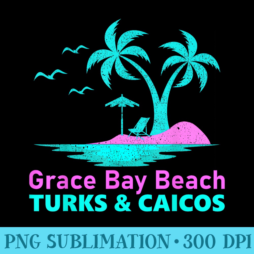 Palm Tree Summer Vacation Turks Caicos Grace Bay Beach - PNG design assets - Bold & Eye-catching