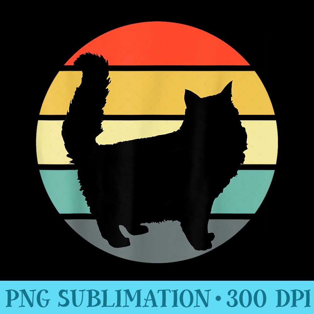 Funny Fluffy Black Cat Vintage Retro Style - PNG Templates - Stunning Sublimation Graphics