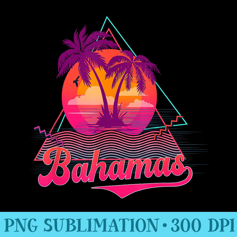 Bahamas Vacation Retro 80s Beach Souvenir - Printable PNG Graphics - Boost Your Success with this Inspirational PNG Download